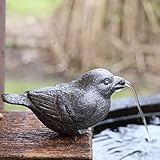 Storm's Gartenzaubereien Wasserspeier Spatz mit Solar- Pumpe, 2 Wahl Gusseisen für Miniteich