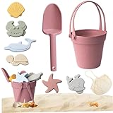 Sandspielzeug für Kinder, 8pcs Safe Silikonstrandspielzeug mit Schaufel, Eimer und Sandformen, wasserdicht