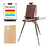 MEEDEN French Easel Walnut,Studio Sketchbox Easel with Artist Drawer, Palette,Premium Beechwood,Adjustable Wood Tripod Easel Stand for Painting,Sketching, Display