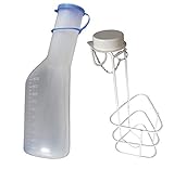 Urinflaschen-Set: 1x Urinflasche 1Ltr. für Männer + 1x Urinflaschen Halter Urinflaschenhalter mit Deckel 1 Stück (=1Set) Original Tiga-Med Qualität!