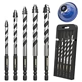 CSOOM 5-teiliges Steinbohrer-Set, 1/4-Zoll-9/16-Zoll-Betonbohrer-Set, Hartmetallbestücktes Bohrer-Set für Beton, Fliesen, Glas, Kunststoff, Holz