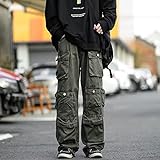 Cargohose Mit Mehreren Taschen Streetwear Hip-Hop Wischhose Harajuku Tooling Pant Herren Vintage Loose Casual Jogginghose,Grün,XXXL