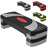 ACTIVE FOREVER Stepper für Übung 3-Stufen, Aerobic Stepper Board und 3 höhenverstellbar 10cm/15cm/20cm, rutschfeste Fitness Stepper Ausrüstung für Übung Workout Home Office, 78×30 cm (Schwarz Grau)