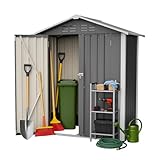 Geräteschuppen Metall Gartenhaus 5×3 Fuß – Wasserdicht, Rostfrei & UV-beständig, inkl. Zubehör & Schloss (Grau, 5x3 Fuß)