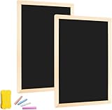 RONMOSNEA Kreidetafel mit Holzrahmen Sets 2 Pcs 20 x 30 Schiefertafel zum Beschriften mit 4 Kreiden und 1 Schwammradierer, Kreidetafel zum Beschriften Blackboard für Buffet Hochzeit Party Schule