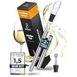 Brendo Weinkühler 4-in-1 Weinkühlstab Edelstahl I Flaschenkühler 2 Längen Weinkühlstäbe + Weinausgießer + Dekanter + Flaschenverschluss I Wein-Geschenk-Set Männer Frauen, Wein-Zubehör, Geschenkidee