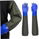 Mskmnkot Wasserdichte Arbeitshandschuhe, 28 -Zoll -langen Handschuhe mit Gummiband für Teichreinigung, Gartenarbeit wasserdicht