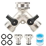 Jognee 2 Wege Verteiler Wasser 3/4 Zoll, Wasserhahn verteiler, Gartenschlauchverteiler Y-verbinder, wasseranschluss verteiler für Waschmaschine, Geschirrspüler,Gartenschlauch