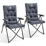 EVER ADVANCED Campingstuhl Faltbar Rückenverstellbar in 4 Positionen 150 KG Belastbarkeit Klappstuhl Luxus 6cm Dicke Gepolstert Gartenstuhl Hohe Lehne Angelstuhl für Camp Garten Balkon Alu+Stahl