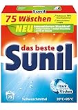 Sunil aktiv Pulver - Vollwaschmittel - für 75 Wäschen - hautverträglich, mikroplastikfrei, vegan - 3,75 kg