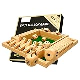 DEUXYU Shut The Box 4 Spieler, Holz Würfelspiel mit 8 Würfel, Traditional Würfelspiel für Erwachsene und Kinder, Familienspiele, Unterhaltsames Spiel, Tisch Würfelspiel Spielzeug