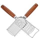 SAFIGLE 2 Stück Edelstahl Küchenreibe mit Holzgriff für Käse Ingwer und Gemüse Spülmaschinengeeignet Vielseitige Gemüsereibe für Haushalt und Küche