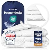 CALMONT - Daunen Bettdecke I Daunendecke 155x220 I 100% extra weiche Federn & Daunen | Fachärztlich geprüft für Allergiker | Oeko-Tex (155 x 220 cm, Leichte Sommerdecke)