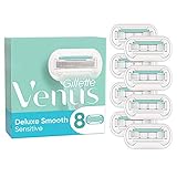 Gillette Venus Deluxe Smooth Sensitive Rasierklingen Damen, 8 Ersatzklingen für Damenrasierer mit 5-fach Klinge