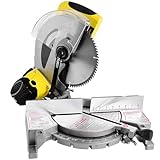 YXYLJOZ Gleitende Gehrungssäge, 1650W professionelle Plattensäge, Schneidewinkel 45-135°, Sägebladdurchmesser 255mm, für Aluminium, Holz, Kunststoff