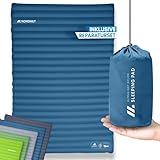 NORDMUT® Isomatte Selbstaufblasend 2 Personen - Outdoor Matratze 10cm Ultra komfortabel - Luftmatratze Selbstaufblasend für kinderleichtes aufpumpen - Wetterbeständige Camping Matratze (Blau)
