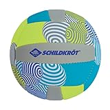 Schildkröt Unisex – Erwachsene Neopren Mini Beachvolleyball, Größe 2, Ø 15 cm, griffige Textile Oberfläche, salzwasserfest, ideal für kleine Kinderhände, 970342, Blau-Gelb-Grau, 2