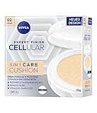 NIVEA Cellular Expert Finish 3in1 Pflege Cushion für mittlere Hauttöne (15 g), Make-up mit Hyaluron, Kollagen-Booster und LSF 15, feuchtigkeitsspendende Cushion Foundation