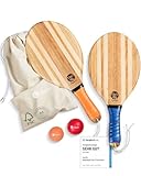 two46 Frescobol - Premium Beachball Set aus Holz | Handgefertigt & Langlebig | TESTSIEGER 2024 | inkl. Anfängerball & Tasche | Perfekte Geschenkidee | Der Trendsport aus Brasilien