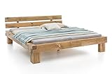 WOODLIVE DESIGN BY NATURE Massivholzbett Balkenbett Doppelbett in Wildeiche Vollmassiv (140x200)