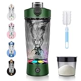 Shaker Elektrisch Protein Shaker mit Pulverfach 650ML SOARFLY Protein Mixer Shaker USB Wiederaufladbar,Elektrischer Shaker für Potein Pulver und Milchshake,Elektrischer Eiweiß Shaker,BPA-frei,Olivgrün