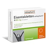 Eisentabletten-ratiopharm® N 50 mg Filmtabletten. Eisenmangel ausgleichen und sich wieder fit und aktiv fühlen, 100 Filmtabletten