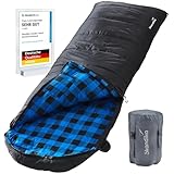 skandika Dundee Decken-Schlafsack, Luxus-Qualität, Baumwolle/Flanell Innenfutter, bis -20°C, 220x80 cm, koppelbar (Schwarz RV Links)