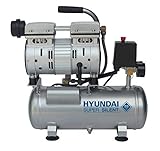 HYUNDAI Silent Kompressor SAC55751 (tragbarer Druckluftkompressor, ÖLFREI, Flüsterkompressor mit 59 dB(A), 6 L Druckbehälter, 8 bar, 550 W / 0.75 HP, Ansaugleistung 93 L/Min)