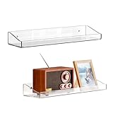2er Set Schweberegal Regal Wand 40cm Wandregal Ohne Bohren Acryl Wandregal CD DVD Regal Dekorative Schwebendes für Wohnzimmer, Schlafzimmer, Küche, Büro, Badezimmer, Bücherregal Wand