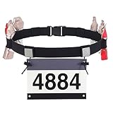 Triathlon Startnummernband, Startnummernband Triathlon, Laufgürtel für Damen Herren, Sportgürtel, Verstellbare Laufgurt mit Nummernhalter & 6 Gel-Halter (Schwarz)
