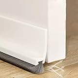 Cotensta 100cm Zugluftstopper Weiß Dichtungsband für Türen, Bodenabdichtung mit Bürste, Selbstklebende Tür Türdichtung, Türdichtung Türbürste Abdeckleisten Bürstendichtung Dichtung, (White)