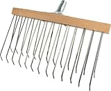 Doppelter Laubbesen/Laubrechen mit Holzsteg 2 x 13 Zinken
