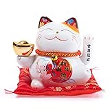 lachineuse - Maneki Neko Winkekatze Weiß - Glückskatze - Kawaii Japanische Deko-Objekt - Glücksbringer Katze - Porzellan 13 x 14,5 x 10 cm - Chinesische Asien Dekoration Asia Deko