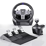 PXN V9 GEN2 PC Lenkrad mit Pedalen und Schaltung, Gaming Lenkrad mit Schaltwippen, Halleffekt-Pedal, 6+R-Schaltung, APP, Lenkrad for PS4, PS3, Xbox Series X/S, Xbox One, PC