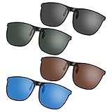 4 Stück Polarisierte Sonnenbrille Clip, Polarisationsbrille Clip, Clip on Polarisiert Flip up Clip on Sonnenbrille Flip up glasses Sonnenbrille Zum Aufstecken für Damen, Herren