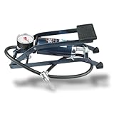 SKS GERMANY PICCO Fußpumpe mit Manometer, robuster & flexibler Schlauch, AV-Anschluss mit Klemmhebel, inkl. Adapter für SV-/DV-Ventile und Camping-Anwendungen, max. Druck: 5 bar / 73 PSI, Blau