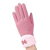 OPYTR Handschuhe Mode Elegante Womens Touch Screen Handschuhe Winter Damen Spitze Warme Kaschmir Bogen Finger Finger Hands Winddicht gefüttert dick (Color : C)