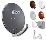 Fuba Digital HDTV Sat-Anlage 4 Teilnehmer | Fuba DAA 780 Premium Aluminium Sat-Antenne in Wunschfarbe + DEK 416 Quad LNB + Fuba DAZ Winkelwandhalter