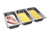 Supremery Panier-Set aus Edelstahl 3-teilig - 3x Schale zum Panieren 32,5 x 17,5 x 6,5 cm - Schnitzel Fleisch Fisch - Metall Panierstraße rechteckig
