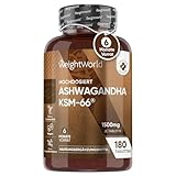 Ashwagandha KSM-66 - Enspricht 1500mg Ashwagandha Pulver - 6 Monate Vorrat - 180 Stück - Ayurveda & Gelassenheit - Alternative zu Kapseln&Pulver - Indischer Ginseng - Withania Somnifera - WeightWorld