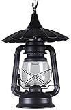 Glas und Eisen Kerosinlampe ， Öl-Sturmlampe mit E27-Sockel, 110-240 V, Eisen, Glas, Aluminium, 24 x 28 x 34 cm, Mehrfarbig(B)