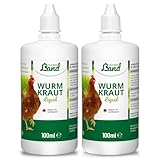 HÜHNER Land Wurmkraut Liquid 2 x 100 ml – für Hühner & Geflügel, mit echtem Wurmkraut (Artemisia Absinthium) in rezepturbasierter Pflanzenformel, geeignet für Hühner