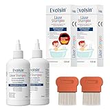 Evolsin® Läuseshampoo Doppelpack & 2 Läusekämmen für...
