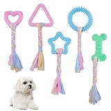 Ailvor Kauspielzeug Hund, 5 Stück Kauspielzeug Welpen, Gummi Welpen Spielzeug mit Baumwollseilen für Hunde zur Linderung von Ängsten, Reinigung der Zähne