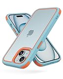 MobNano Ultra Hybrid Durchsichtig Hülle für iPhone 15 Hülle Stoßfest Bumper Transparent Handyhülle Shockproof Fallschutz Silicone iPhone 15 Case - Blau/Orange