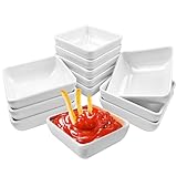 Lovesmile 12 Stücke Dip Schälchen, Dipschalen Set, Quadrat Sojasauce Schälchen, Saucenschälchen, kleine Schälchen Geeignet für Saucen Snacks Desserts Vorspeisen Dips Sushi Beilagen (Weiß)