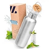 NORDMUT® Edelstahl Trinkflasche 1l isoliert + Teesieb | Thermosflasche spülmaschinengeeignet | Isolierflasche für Kinder und Erwachsene | Wasserflasche auslaufsicher | mit praktischem Teesieb