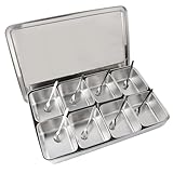 Aladeno Gewürzbox mit 8 Fächern, Aluminiumlegierung, 45 x 30 x 6,9 cm, Aufbewahrungsbehälter-Set, Gewürzregal, Gewürzorganisation für den Schrank, Gewürzbox mit 8 Löffeln für