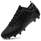 VLOOKST Herren Fußballschuhe Kunstrasen Fussballschuhe Stollen Jungen Trainingsschuhe Sneaker Sportschuhe Outdoor Turf Football Schuhe Schwarz Silber Gr.40