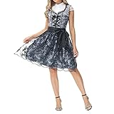 Dirndl Damen 3 Teilig - Trachtenkleid Midi Dirndlkleid Trachten Kleid + Dirndlbluse + Dirndlschürzen Dirndel Trachtenmode Dirndelkleider Dirndl & Dirndl-Sets für Frauen Mädchen